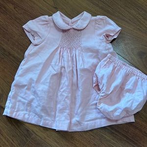 Edgehill collection smocked Peter Pan collar baby dress with diaper cover